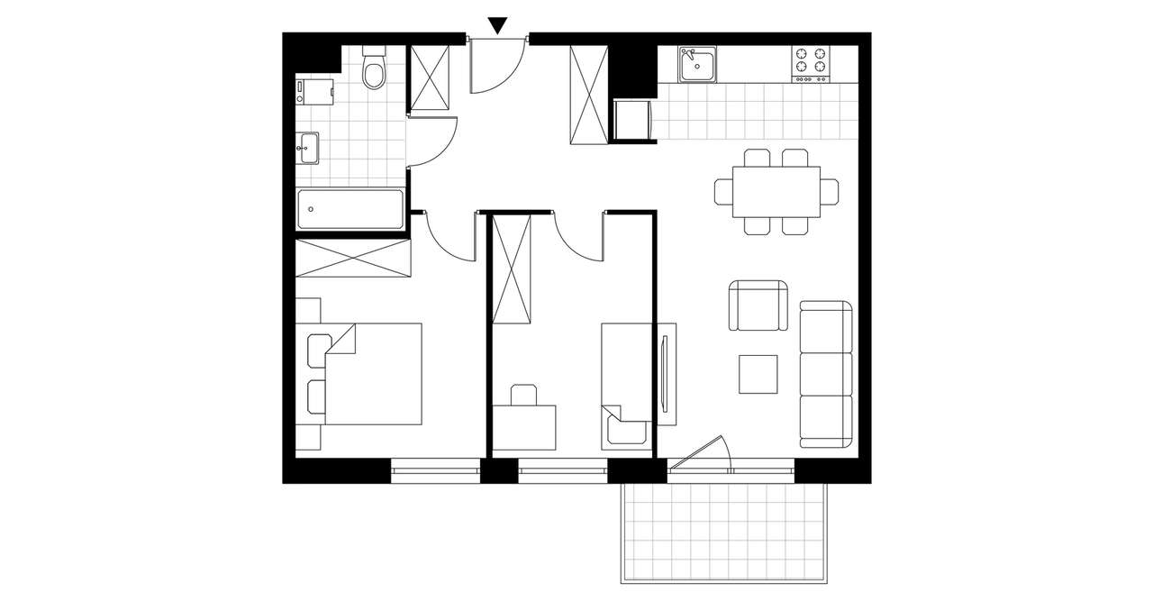 3-pokojowe mieszkanie 55m2 + balkon - Pełny obrazek: 3/7