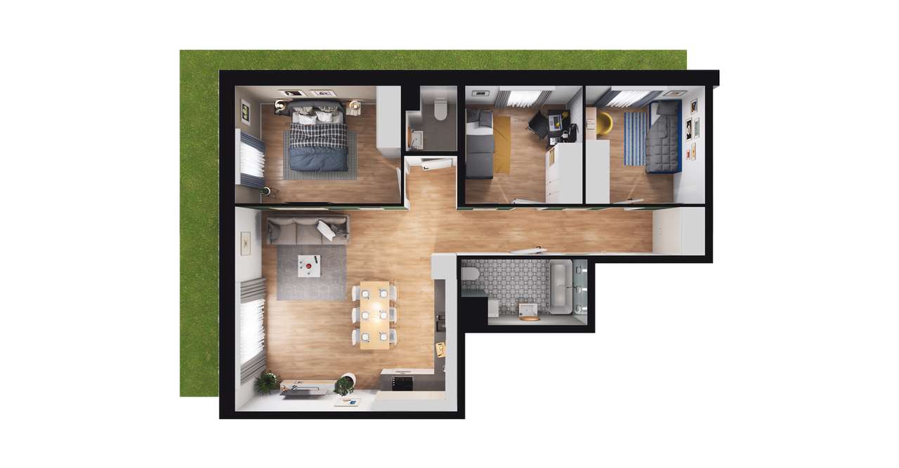 4-pokojowe mieszkanie 75m2 + ogródek - Pełny obrazek: 2/8