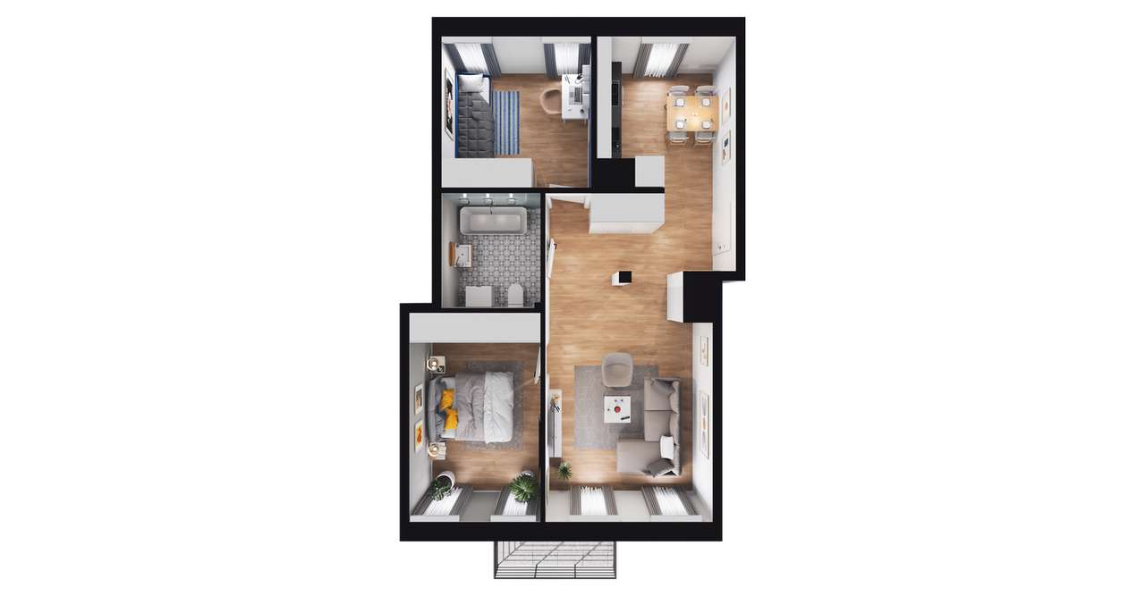 3-pokojowe mieszkanie 56m2 + balkon - Pełny obrazek: 2/8
