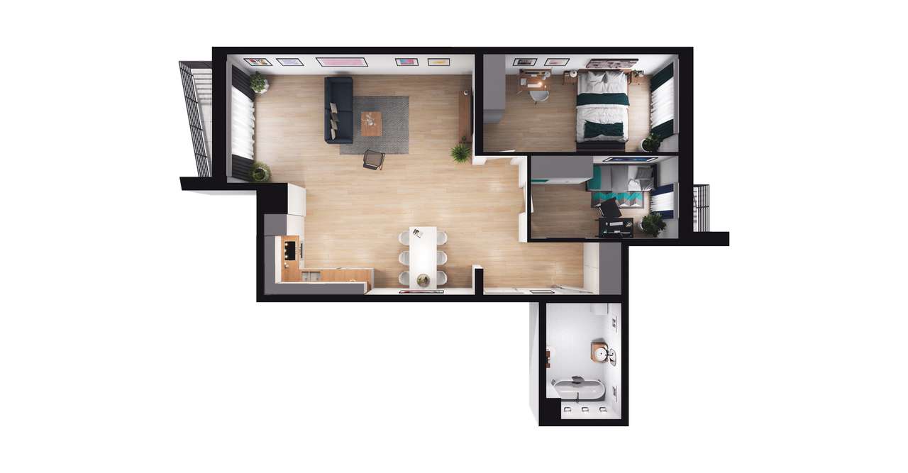 2-pokojowe mieszkanie 77m2 + balkon Bez Prowizji - Pełny obrazek: 2/8