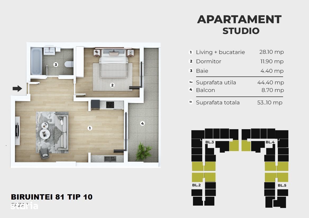 Apartament 2 camere - 5 min Metrou Berceni-Incalzire Pardoseala