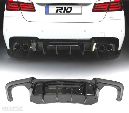 DIFUSOR TRASEIRO PARA BMW F10 F11 LOOK M-TECH COMPETITION PRETO BRILHANTE - 1