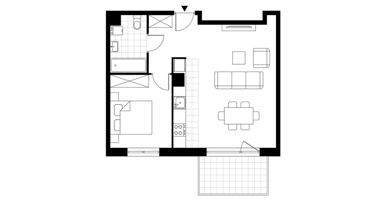 2-pokojowe mieszkanie 45m2 + balkon Bezpośrednio - Pełny obrazek: 3/8