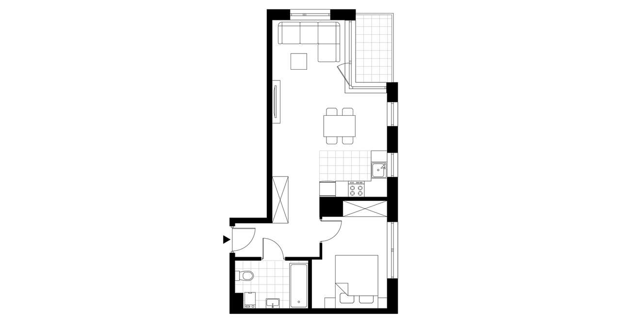 2-pokojowe mieszkanie 44m2 + balkon Bezpośrednio - Pełny obrazek: 2/7