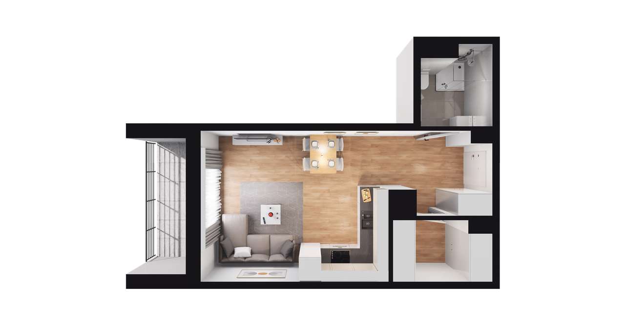 1-pokojowe mieszkanie 33m2 + balkon - Pełny obrazek: 2/8