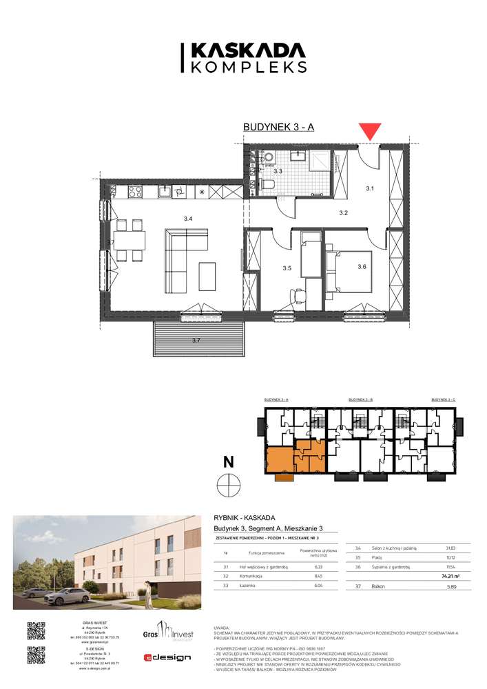74 m², 1 piętro, balkon, 2 miejsca parkingowe – Kaskada IX, Rybnik-17