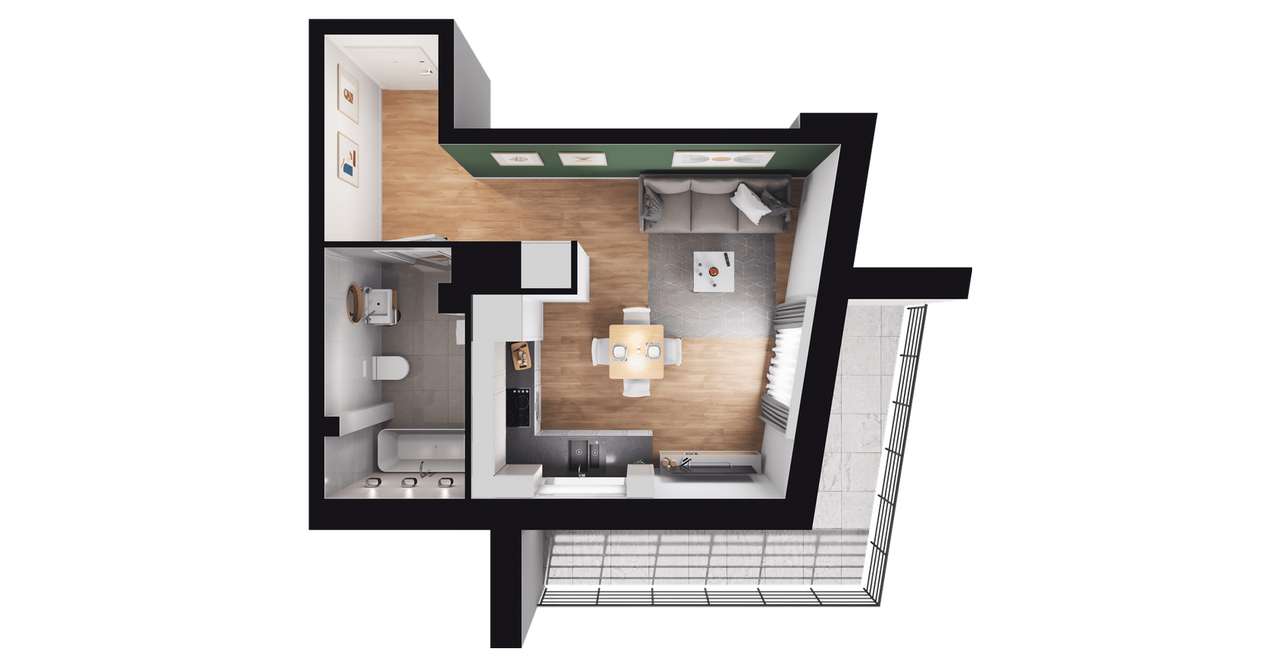 1-pokojowe mieszkanie 28m2 + balkon Bez Prowizji - Pełny obrazek: 3/7
