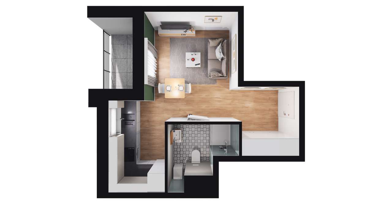 1-pokojowe mieszkanie 25m2 + taras Bez Pośredników - Pełny obrazek: 3/9