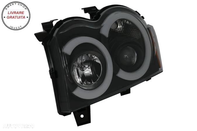 Faruri Angel Eyes TUB LED Jeep Grand Cherokee WK (2005-2008) Negru- livrare gratuita - 3