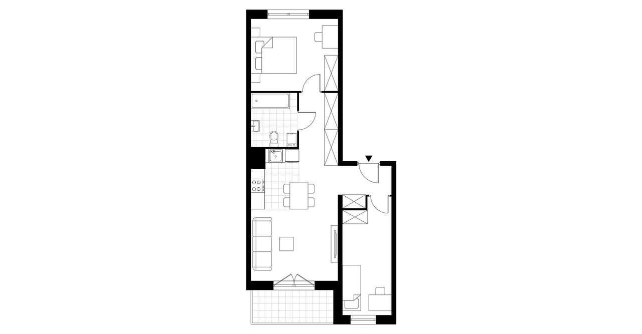 3-pokojowe mieszkanie 56m2 + loggia Bezpośrednio - Pełny obrazek: 3/8
