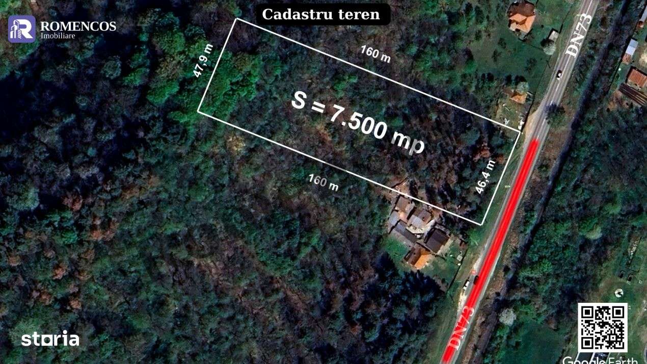 Teren intravilan Campulung cu padure si deschidere mare la DN73-1