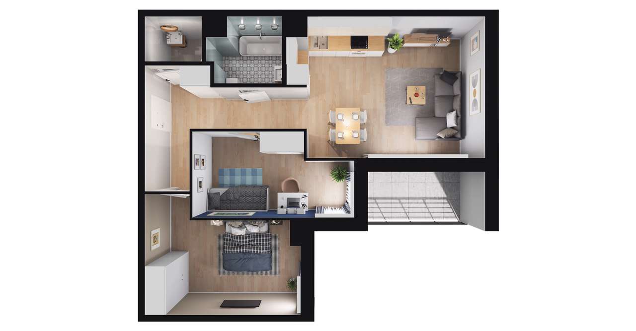 3-pokojowe mieszkanie 63m2 + loggia Bez Prowizji - Pełny obrazek: 2/8