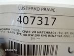 LUSTERKO PRAWE HONDA CIVIC VII Hatchback (EU, EP, EV) 2000 - 2006 1.4 iS (EP1) 66 kW [90 KM] benzyna - 5