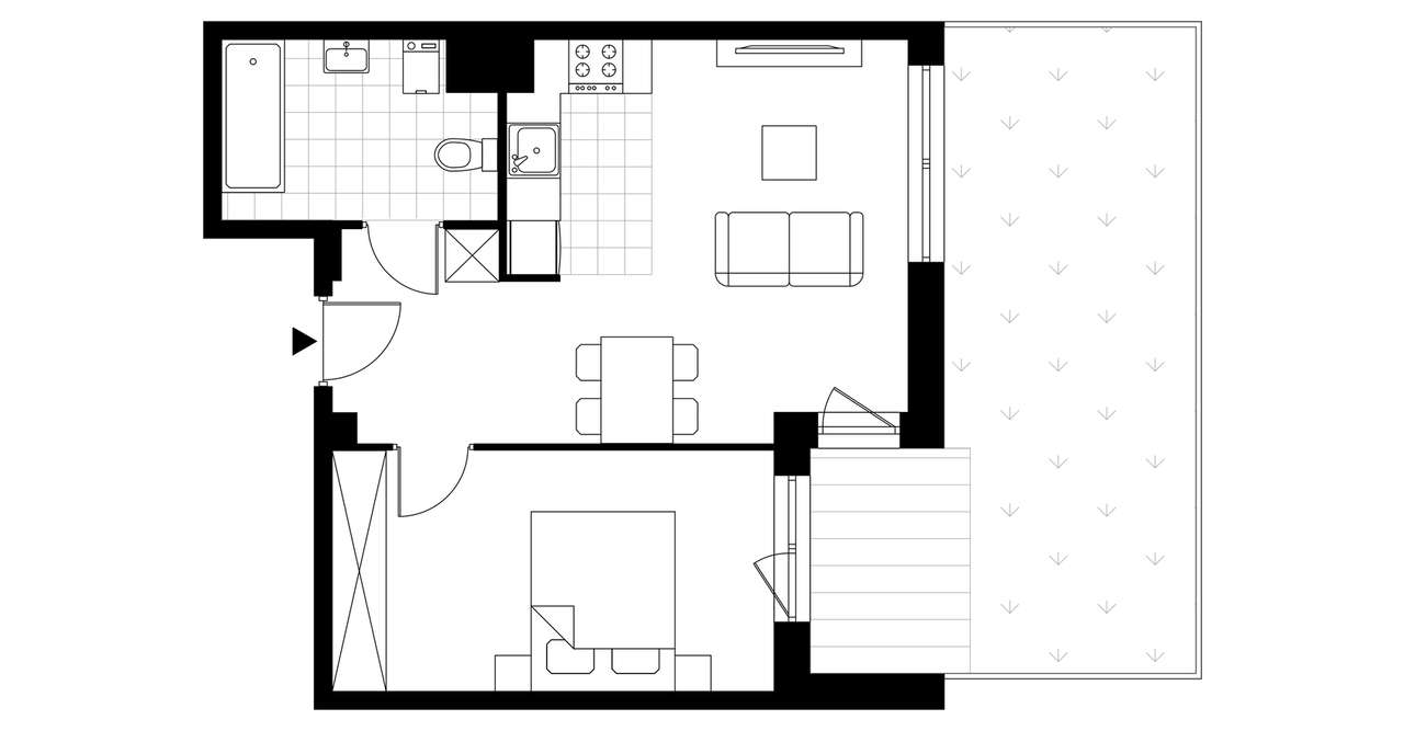 2-pokojowe mieszkanie 42m2 + ogródek Bez Prowizji - Pełny obrazek: 3/8