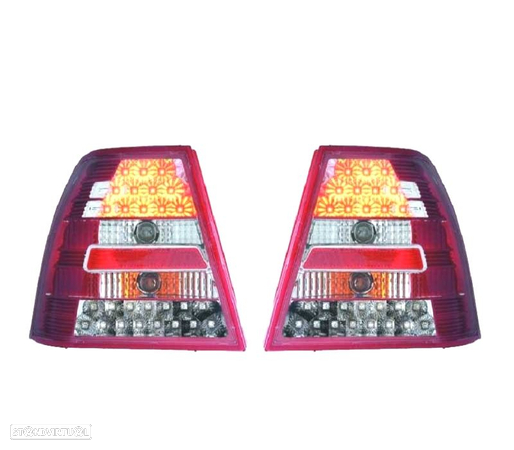 FAROLINS TRASEIROS LED PARA VOLKSWAGEN VW BORA 98-05 CROMADO VERMELHO - 1