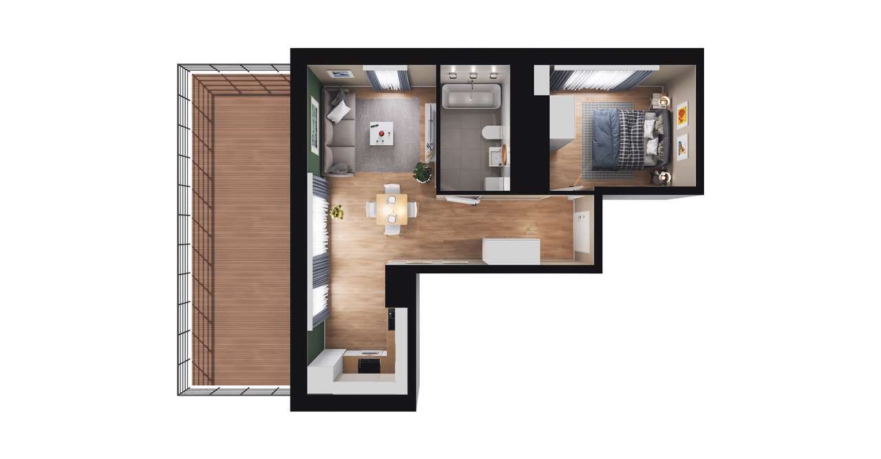 Bulvar Apartments | mieszkanie 2-pok. | E.4.01 - Pełny obrazek: 3/9