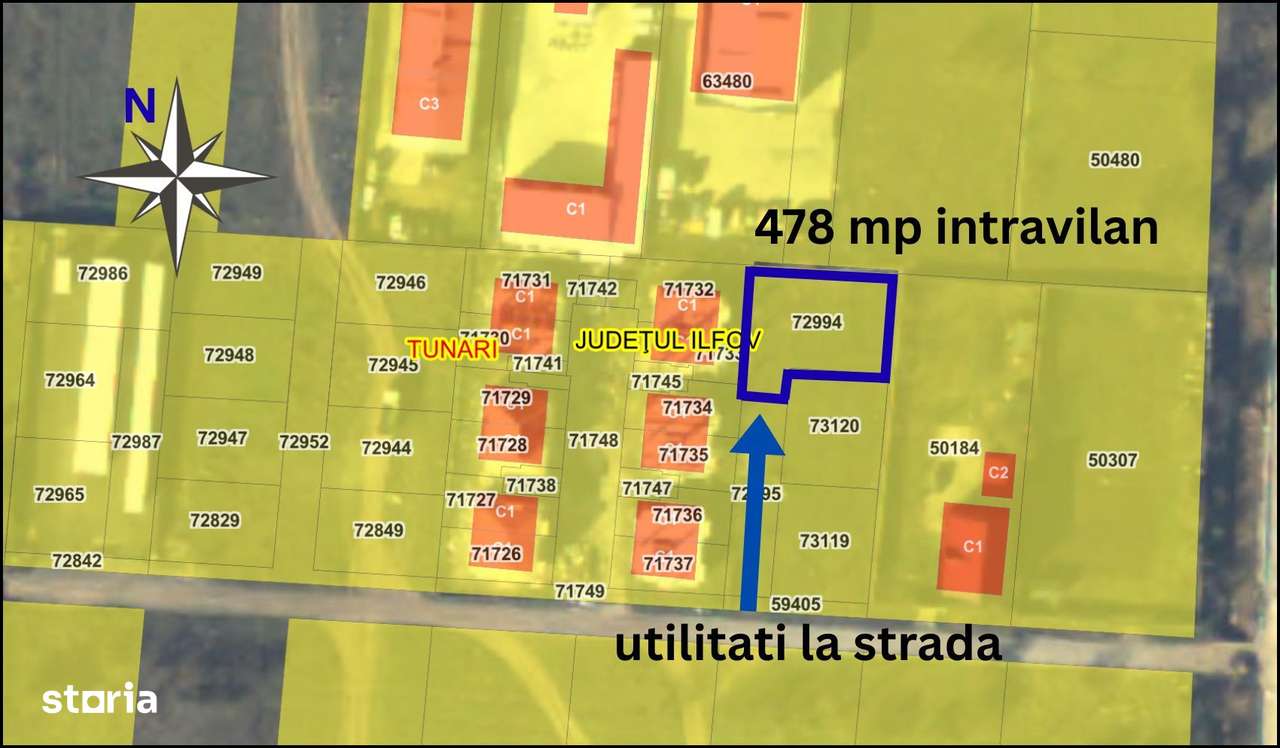 Vanzare Teren Construibil, Intravilan,CU, 478 mp - Tunari! Comision 0%-2