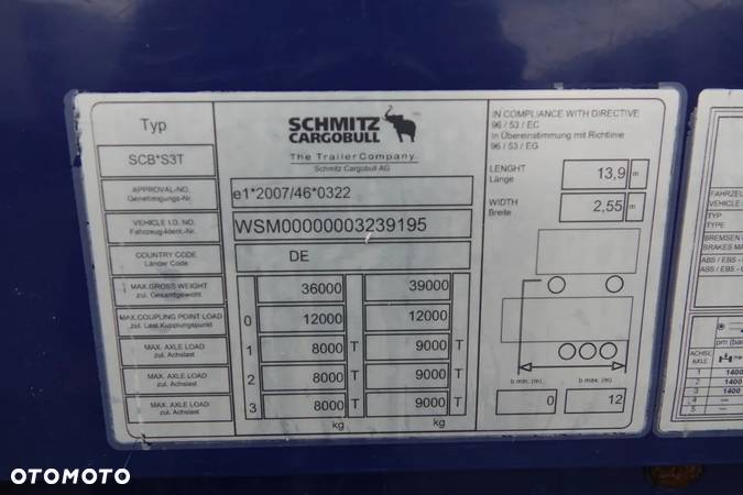 Schmitz Cargobull FIRANKA VARIOS / PODNOSZONY DACH / STANDARD / Z NIEMIEC - 25