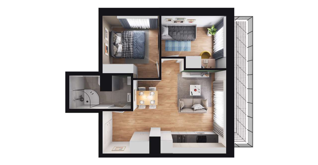 3-pokojowe mieszkanie 41m2 + balkon Bez Prowizji - Pełny obrazek: 2/8