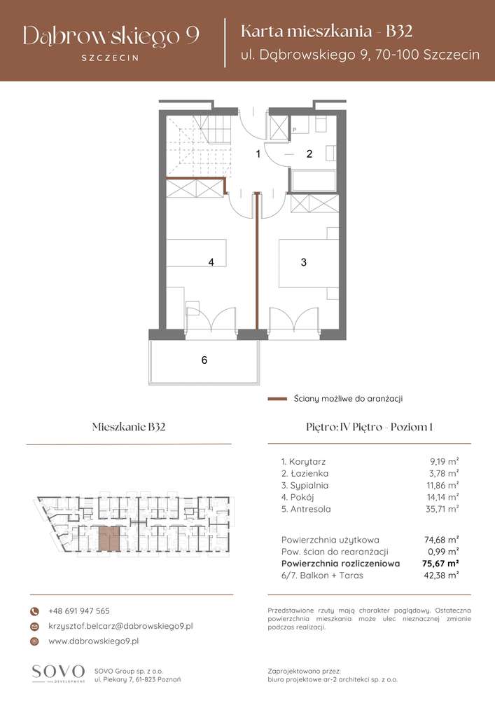 Dąbrowskiego 9 | mieszkanie 2-pok. | B32 - Pełny obrazek: 2/8