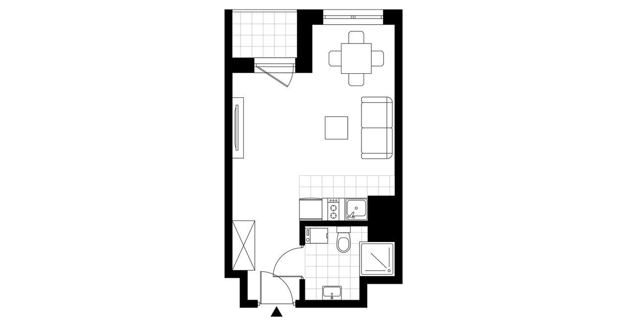 1-pokojowy apartament inwestycyjny 28m2 + loggia - Pełny obrazek: 3/8