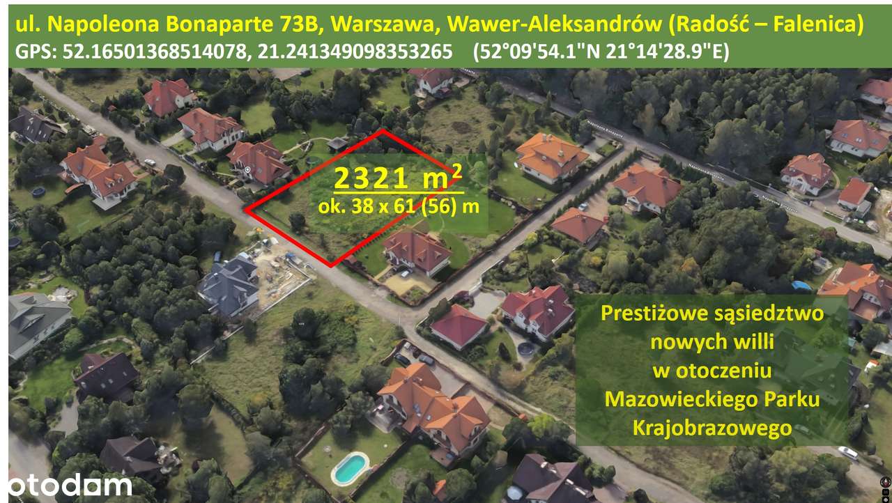 Wyjątkowa działka budowlana 2321 m² ,Warszawa Wawer — w otoczeniu lasu