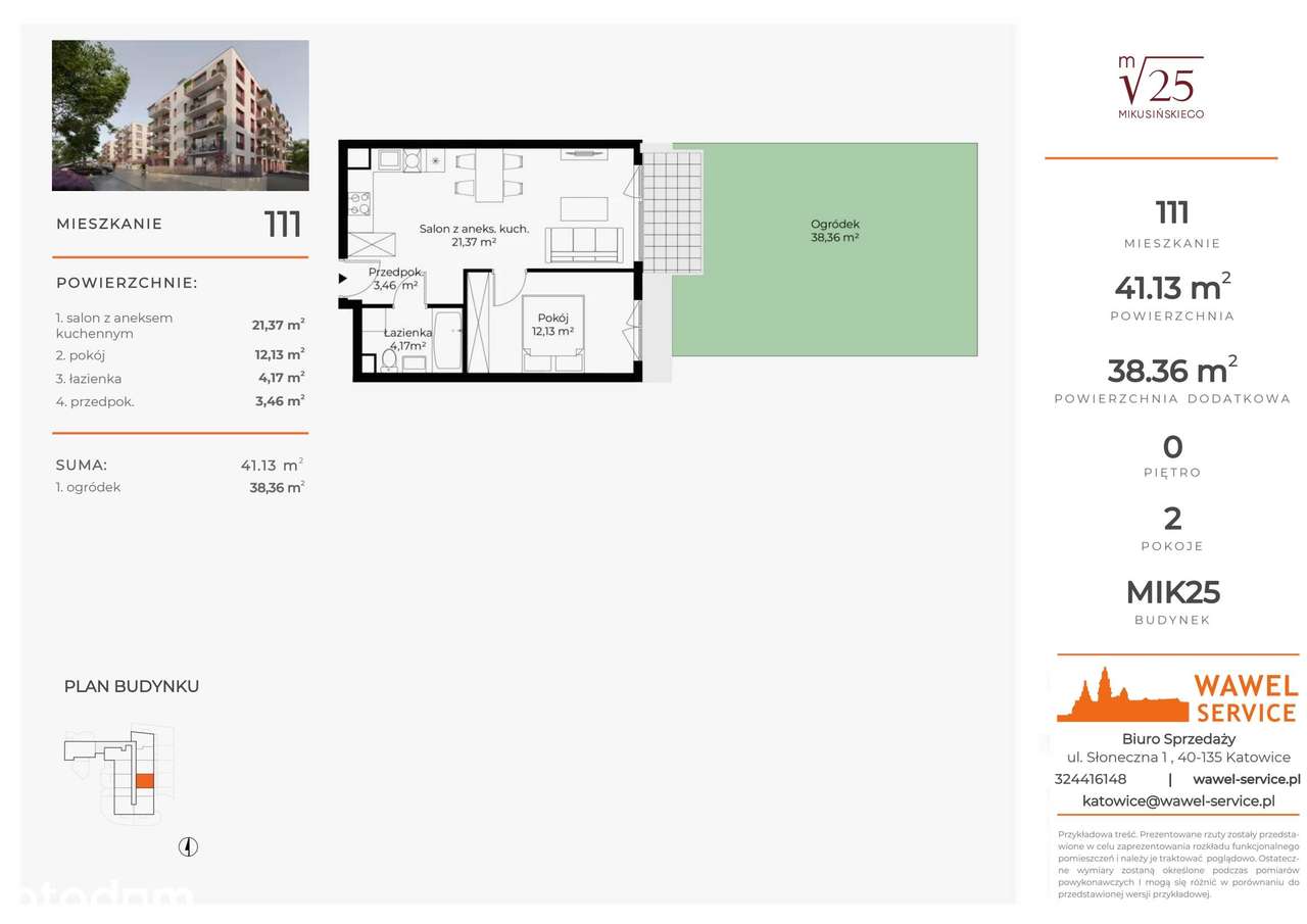 2-pokojowe mieszkanie 41 m² + ogródek - Widok 2