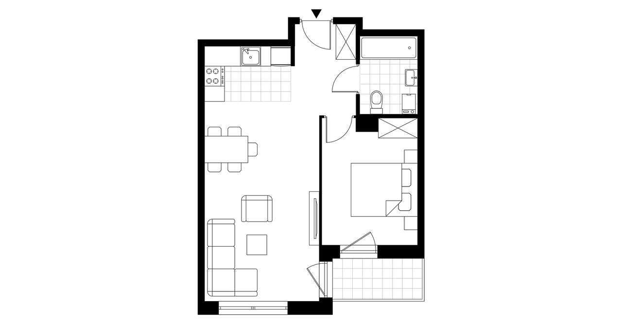 2-pokojowe mieszkanie 44m2 + loggia Bezpośrednio - Pełny obrazek: 4/9