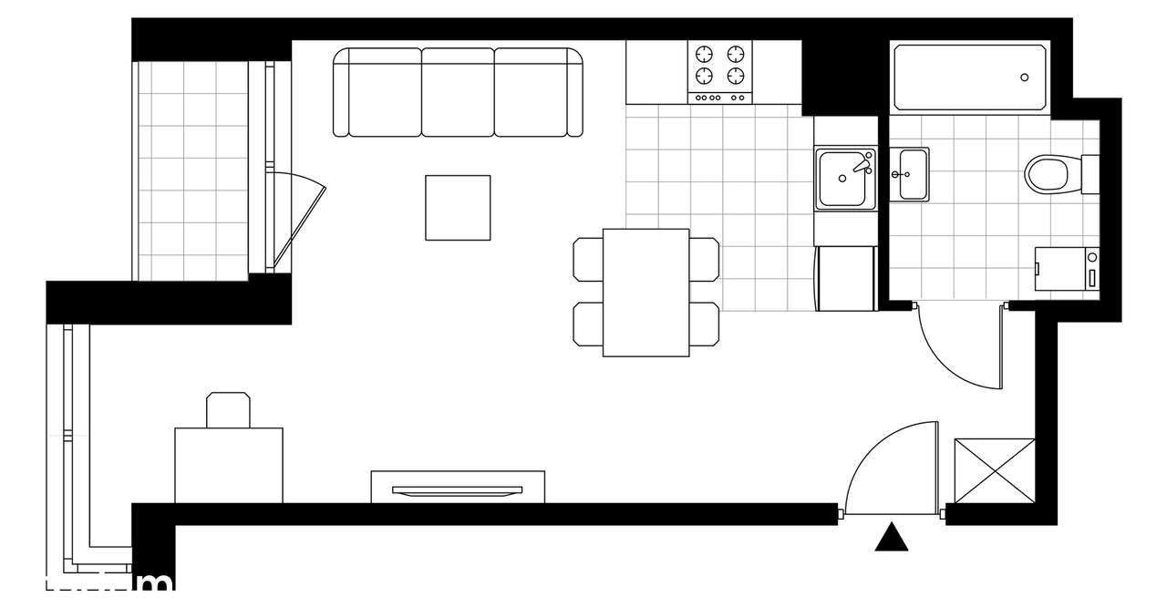 1-pokojowe mieszkanie 32m2 + loggia Bezpośrednio - Pełny obrazek: 3/8
