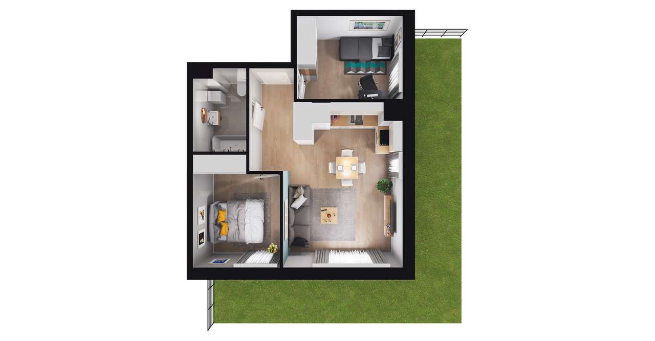 3-pokojowe mieszkanie 46m2 + ogródek - Pełny obrazek: 3/8