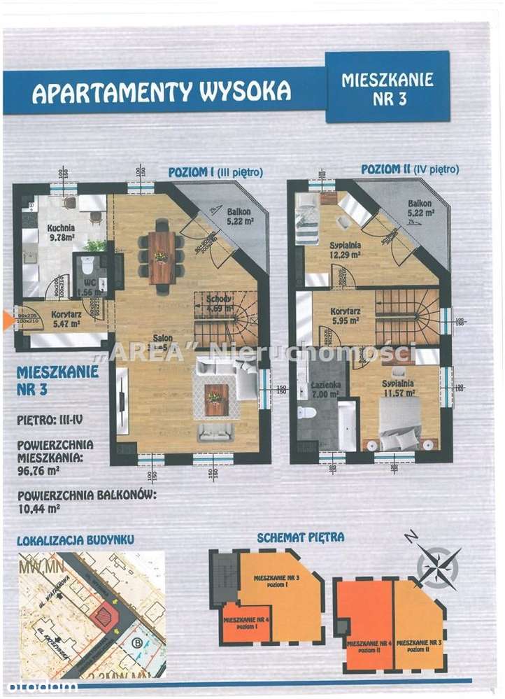 Apartamenty Wysoka - 3 pok. dwupoziomowe-2 balkony - Pełny obrazek: 5/20