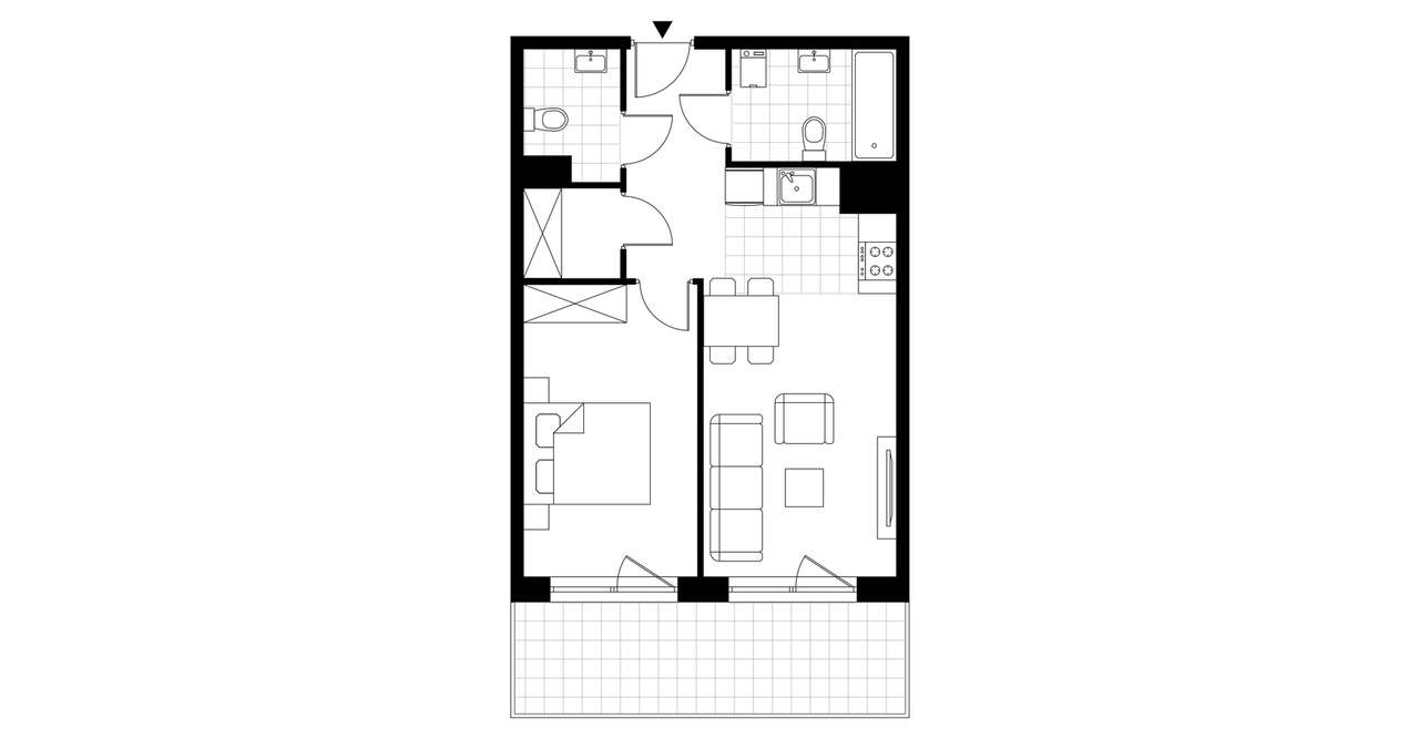 2-pokojowe mieszkanie 47m2 + balkon - Pełny obrazek: 3/8