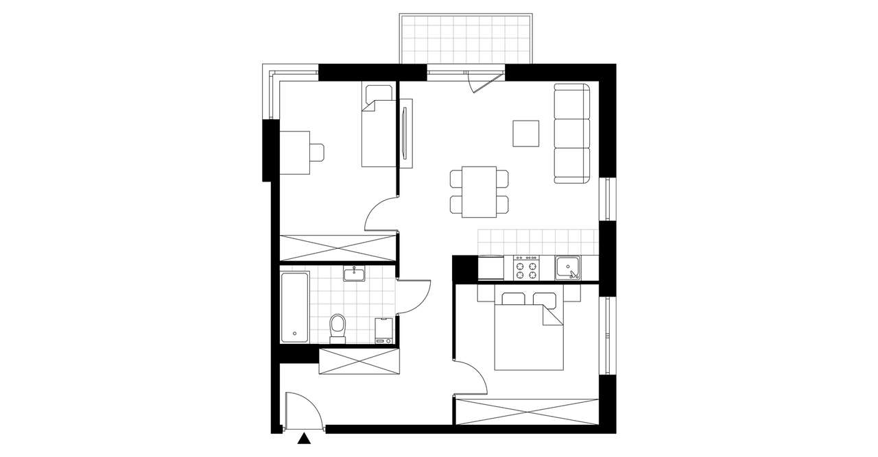 3-pokojowe mieszkanie 57m2 + balkon - Pełny obrazek: 3/8