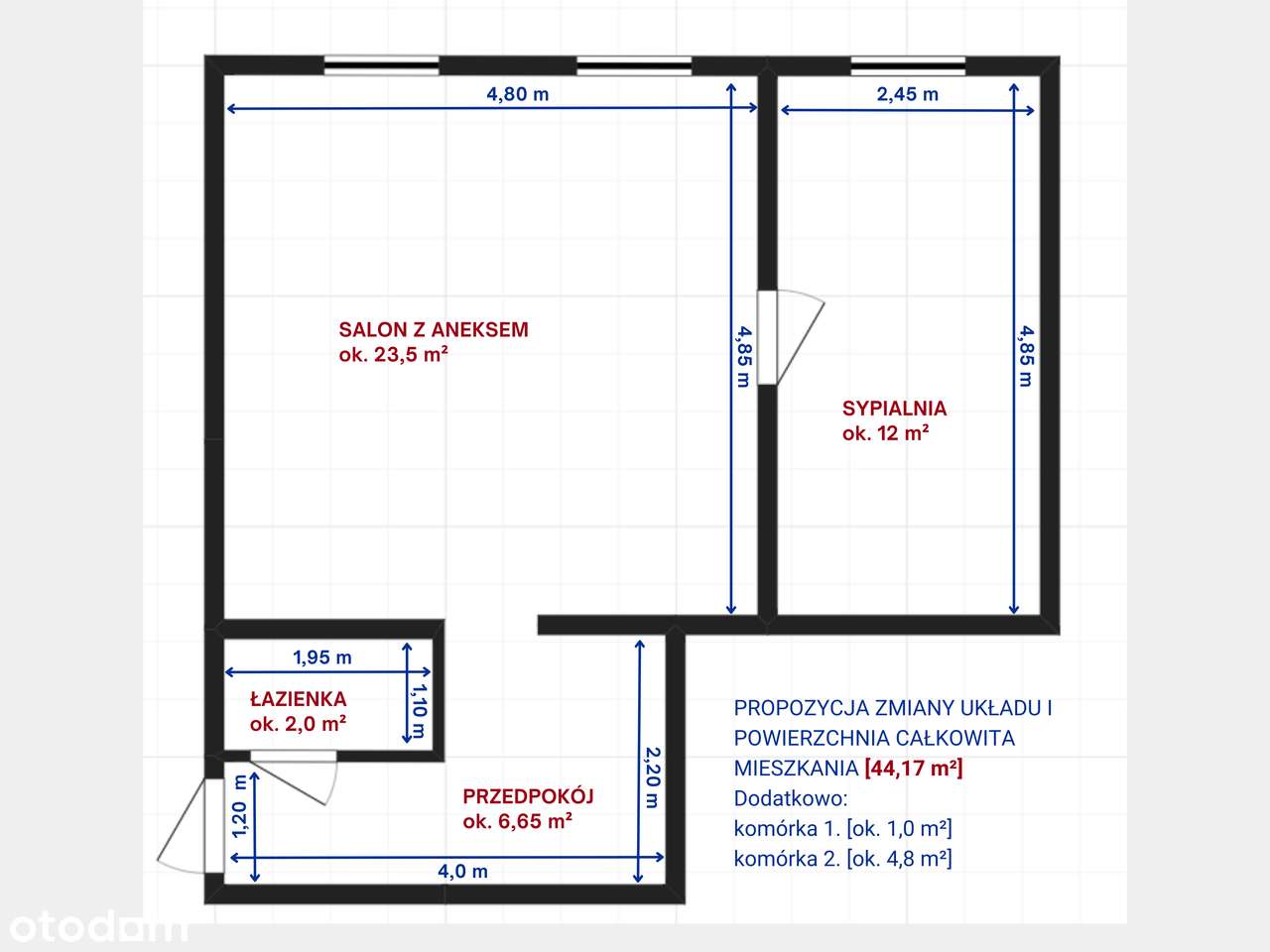 REZERWACJA 44 m²/dwa pokoje/centrum/do wprowadzenia-16