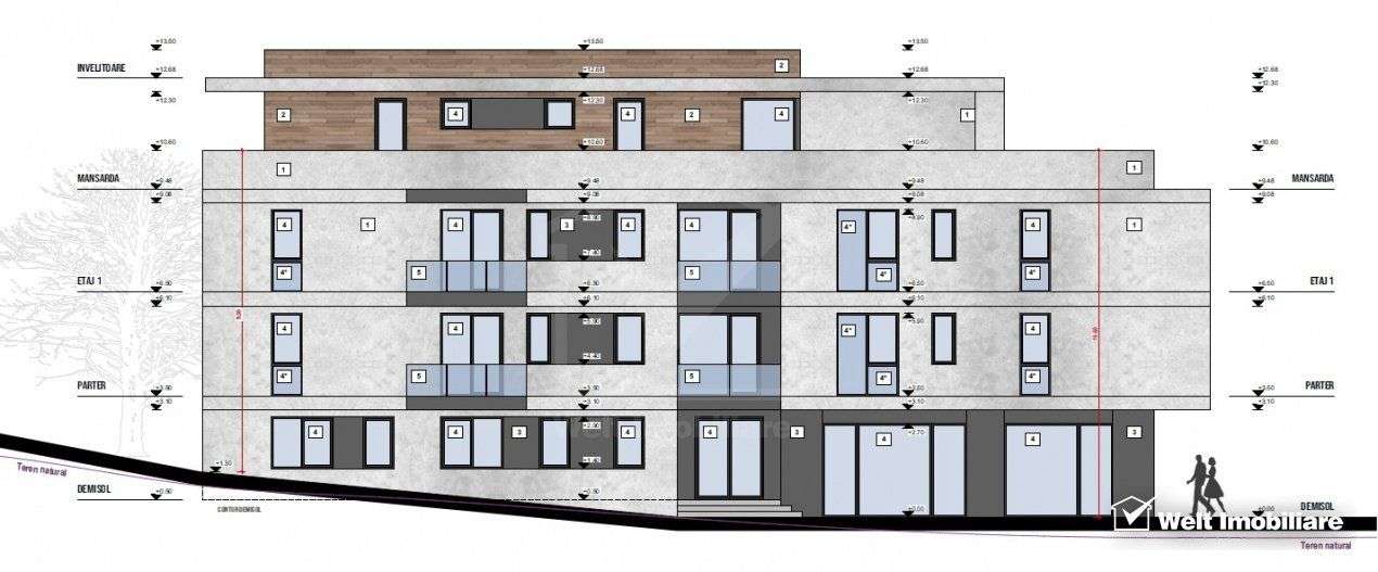 Apartament 1 cam decomandat, imobil nou Apahida zona centrala - Imagine principală: 2/3