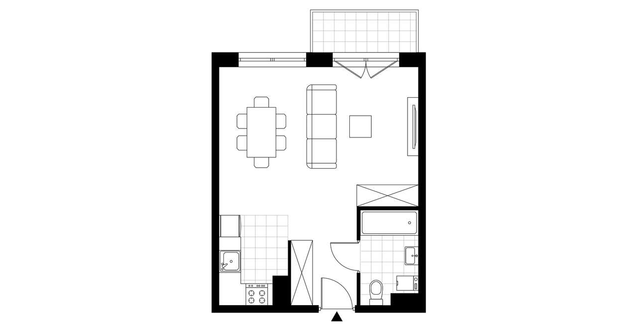 1-pokojowe mieszkanie 34m2 + balkon - Pełny obrazek: 3/8