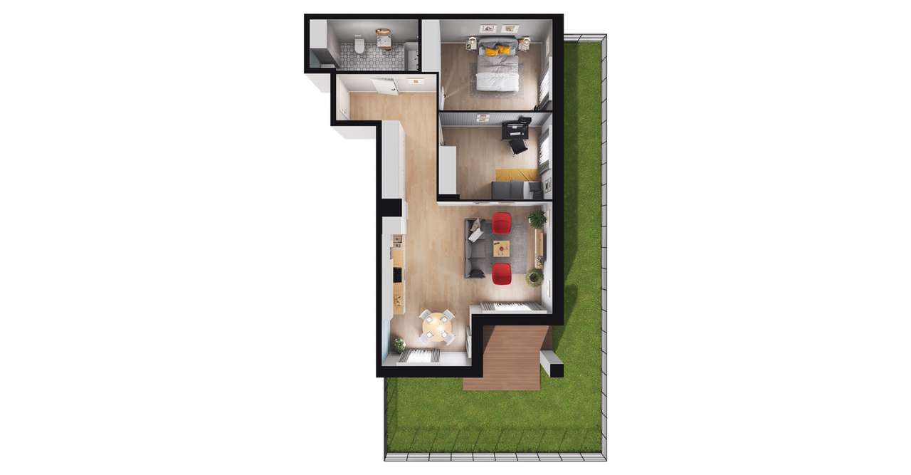 3-pokojowe mieszkanie 69m2 + ogródek - Pełny obrazek: 2/6