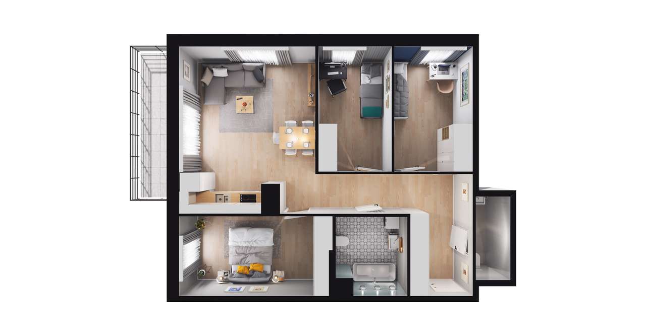 4-pokojowe mieszkanie 75m2 + balkon Bez Prowizji - Pełny obrazek: 2/8