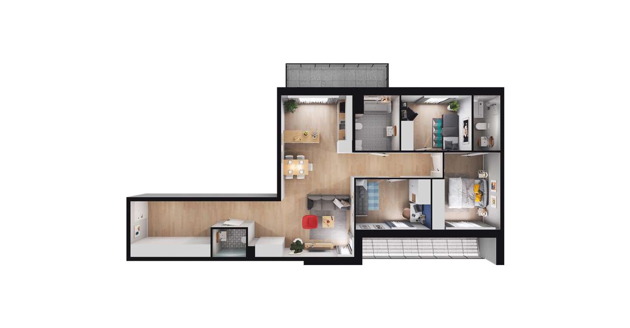 4-pokojowe mieszkanie 87m2 + 2 balkony - Pełny obrazek: 3/9