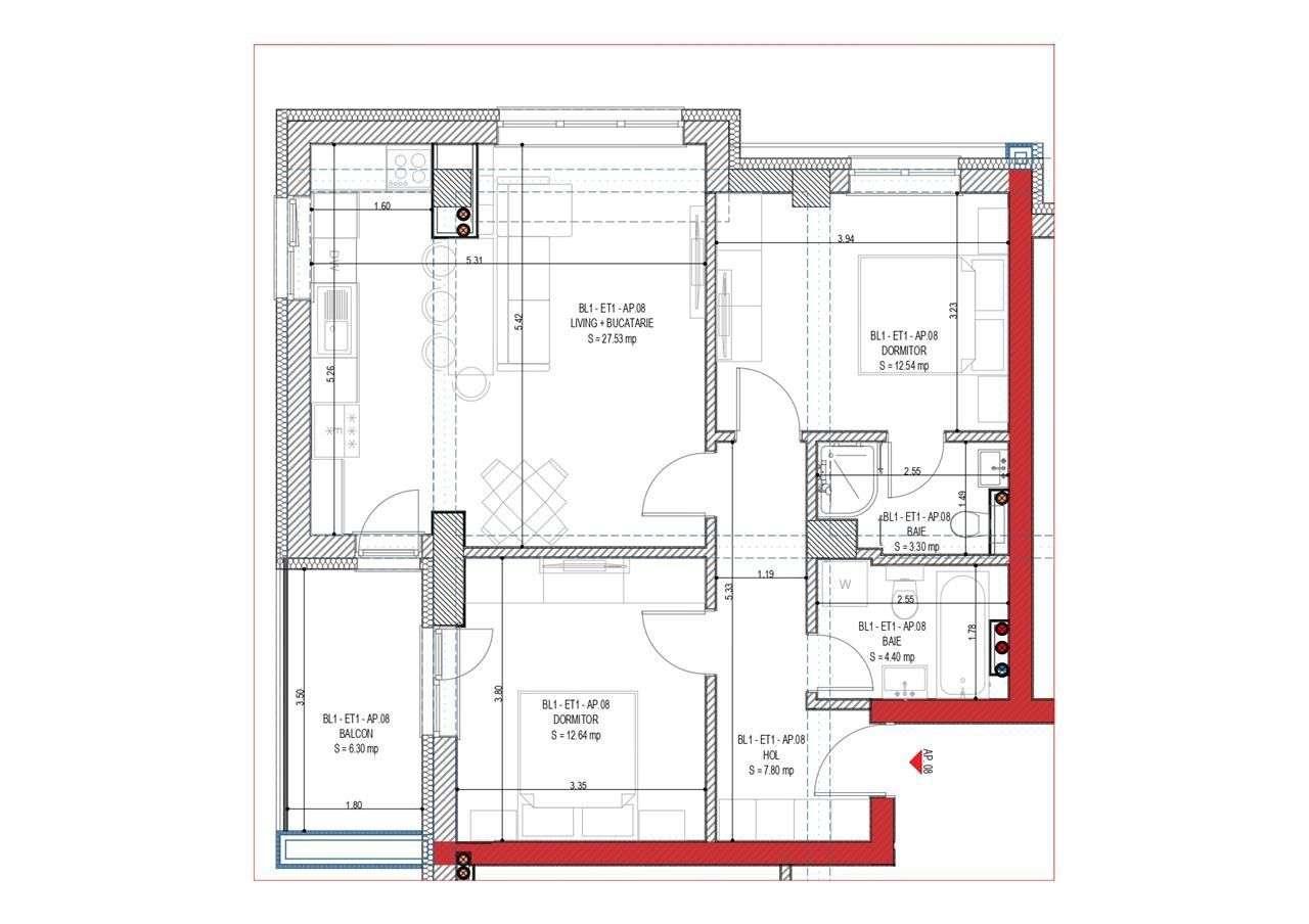 Apartament 3 camere de vanzare in Sibiu - bloc nou, cu lift - balcon - Imagine principală: 3/8