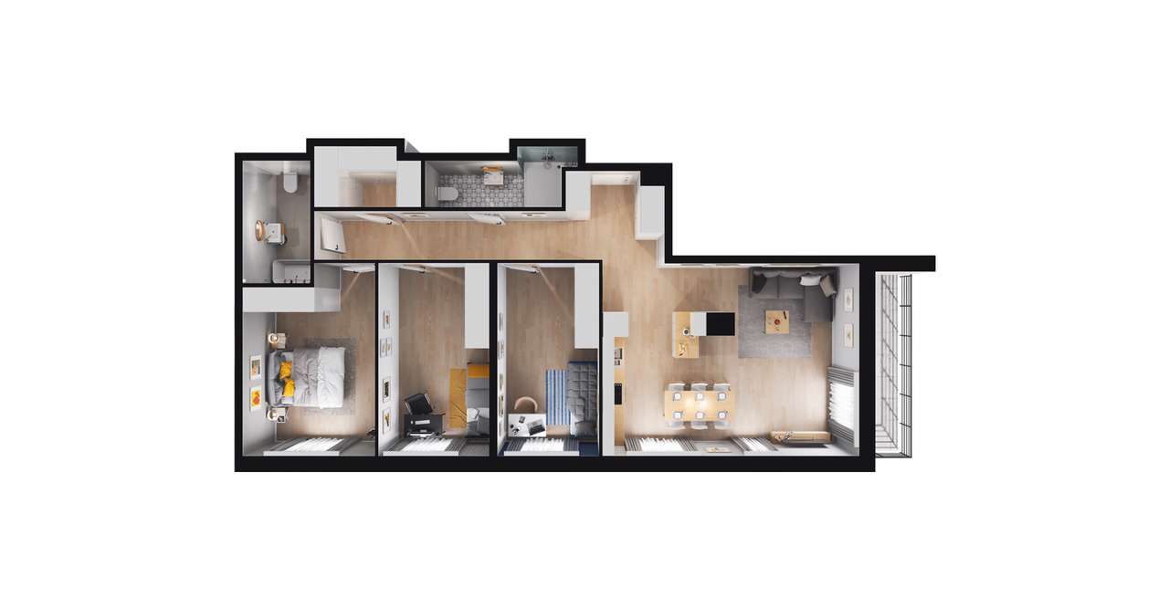 4-pokojowe mieszkanie 93m2 + taras Bez Pośredników - Pełny obrazek: 2/8