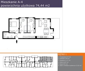A4 - 4 pokoje, 74,44 m2 . ZIELONA ROKITA