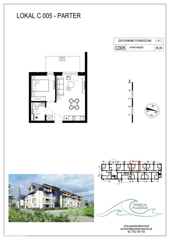 Posesja Plażowa | apartament 2-pok. | C005 - Pełny obrazek: 2/9