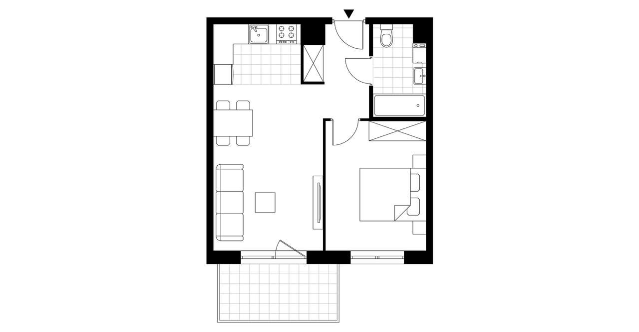 2-pokojowe mieszkanie 43m2 + balkon - Pełny obrazek: 3/8