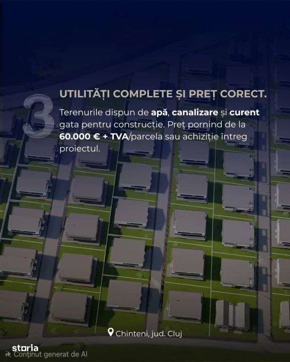 Teren autorizatie duplex, 500mp, utilitati, Chinteni - Imagine principală: 4/4