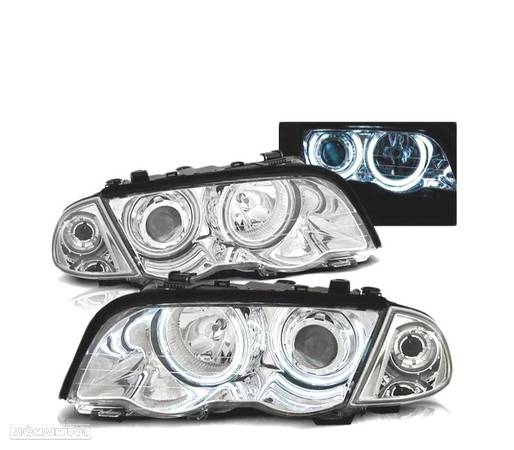 FARÓIS ANGEL EYES CCFL PARA BMW E46 98-01 CROMADO - 2