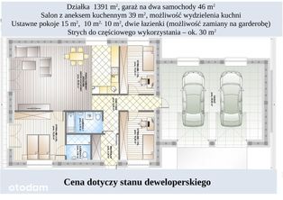 Dom wolnostojący z garażem 2 samochody dz. 1391m2