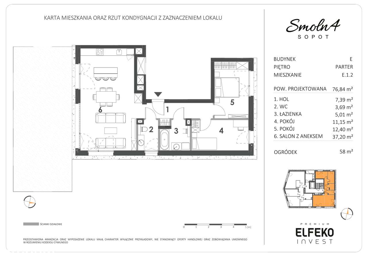 3 pokojowe mieszkanie 76m2 + ogródek 58m2, Sopot - Pełny obrazek: 2/9