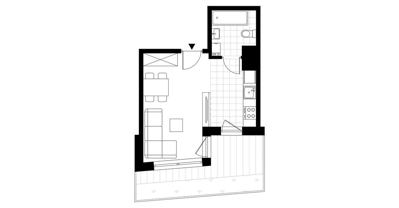 1-pokojowe mieszkanie 25m2 + ogródek Bezpośrednio - Pełny obrazek: 3/8