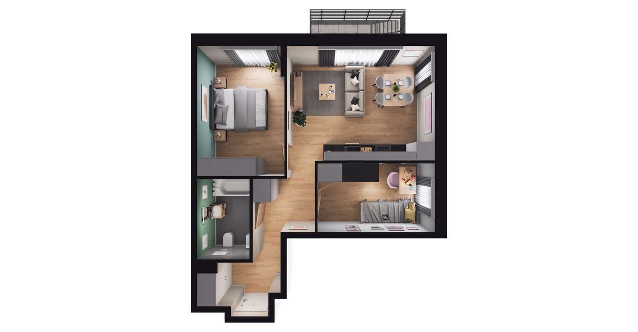 3-pokojowe mieszkanie 51m2 + balkon Bezpośrednio - Pełny obrazek: 2/8